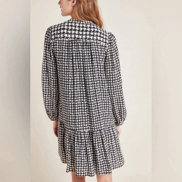 Maeve by Anthropologie Sterling Houndstooth Tunic Dress Black White size Small - Picture 2 of 16